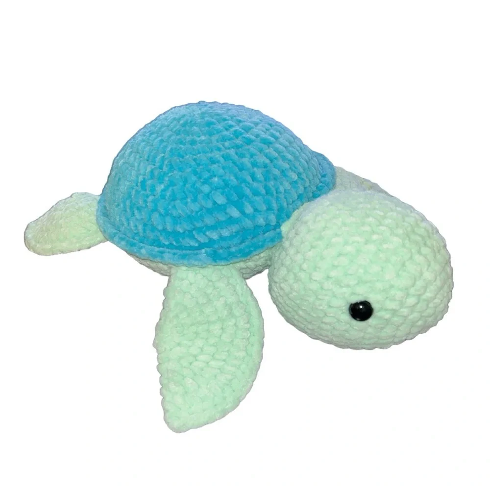Large Crochet Blue Sea Turtle Plushie Amigurumi